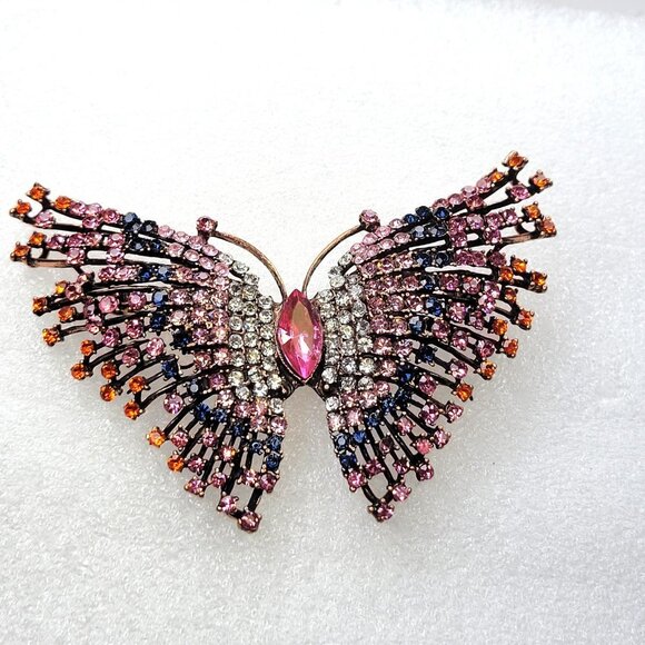 Large Pink Butterfly Brooch Colourful Butterfly Brooch Pin - Picture 11 of 13